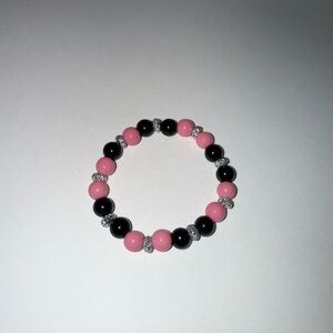 Pink and Black Beaded Bracelet